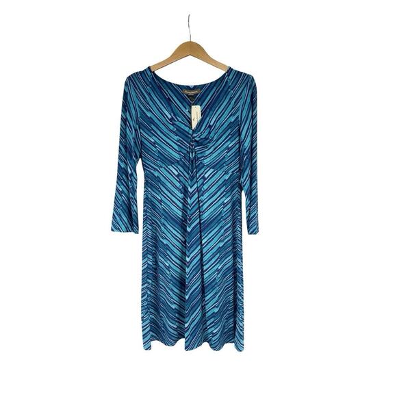 Tommy Bahama Benbow Lines Dress Blue Tropic Island Stretch Knot Dress Womens M - Picture 1 of 7